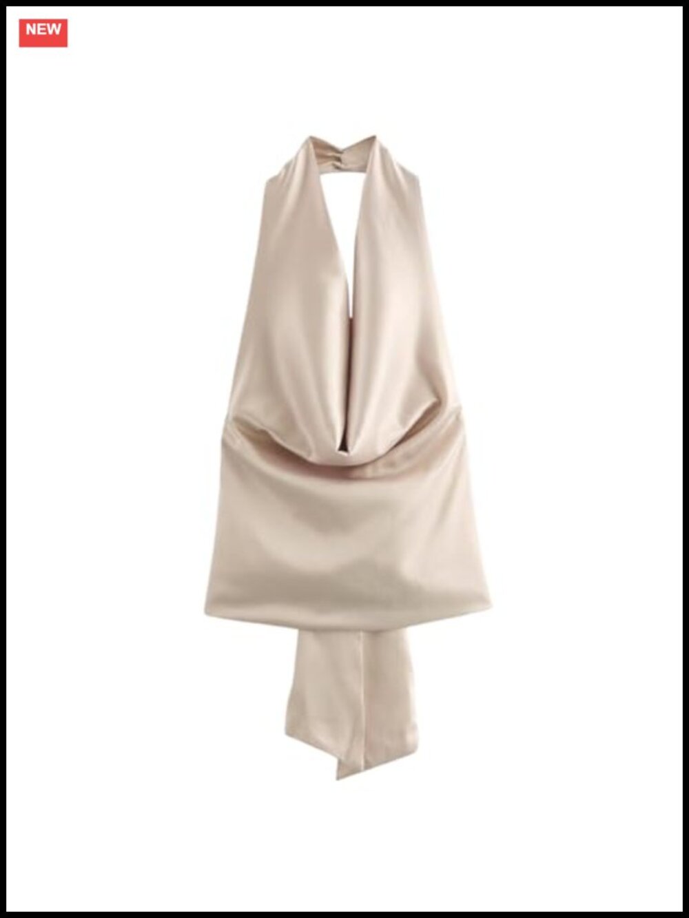 Women's Satin Tie Back Cowl Neck Sleeveless Backless Tank Top